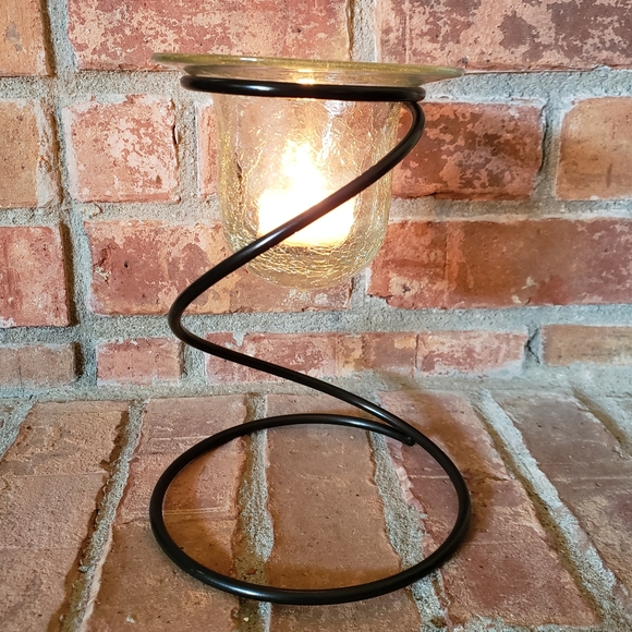 PartyLite Wrought Iron & Crackled Glass Holder